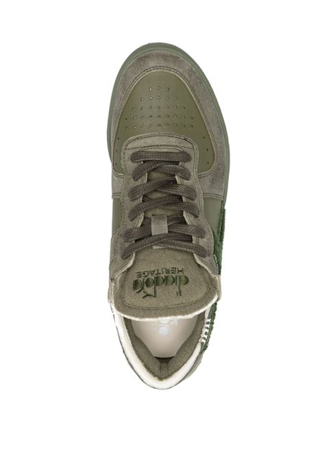 Sneakers basse Mi Basket in pelle di vitello e tela verde muschio DIADORA | 180206-MI BASKET ROW CUT TERRY70423